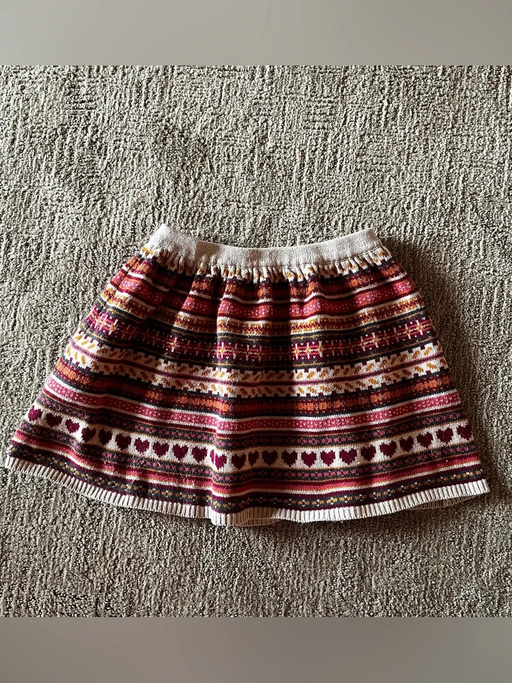 Norwegian style Fair Isle Circle Skirt in Pink, Cream & Maroon - Picture 1 of 3